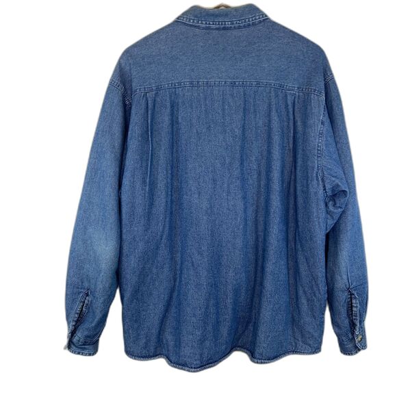 WRANGLER Sherpa Lined Blue Denim Jacket‎ Shirt Jacket Men's Large - Picture 2 of 15